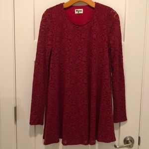 Show Me Your Mumu Burgundy lace mini dress
